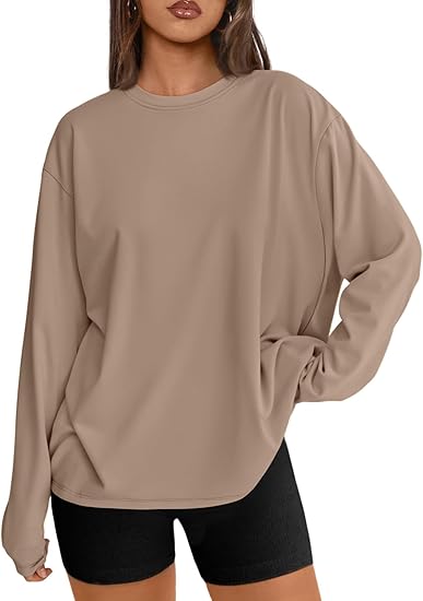 Womens Oversized Long Sleeve T Shirts 2025 Basic Crewneck Tee Fall Tops Casual Workout Y2K Clothes